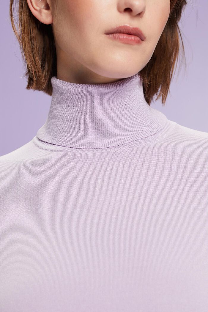 Pullover basic con scollo a dolcevita, LENZING™ ECOVERO™, LAVENDER, detail image number 2