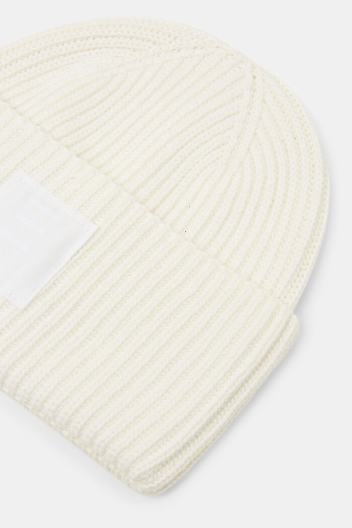 Berretto in maglia a coste di cotone, OFF WHITE, detail image number 1