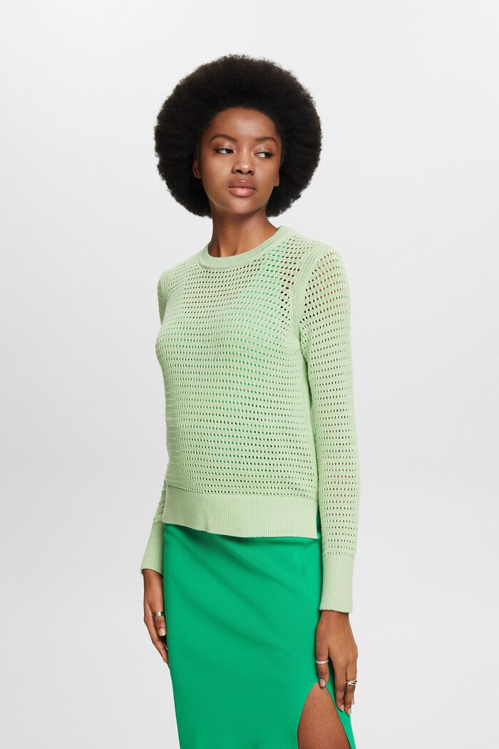 Pullover in mesh, LIGHT GREEN, detail image number 0