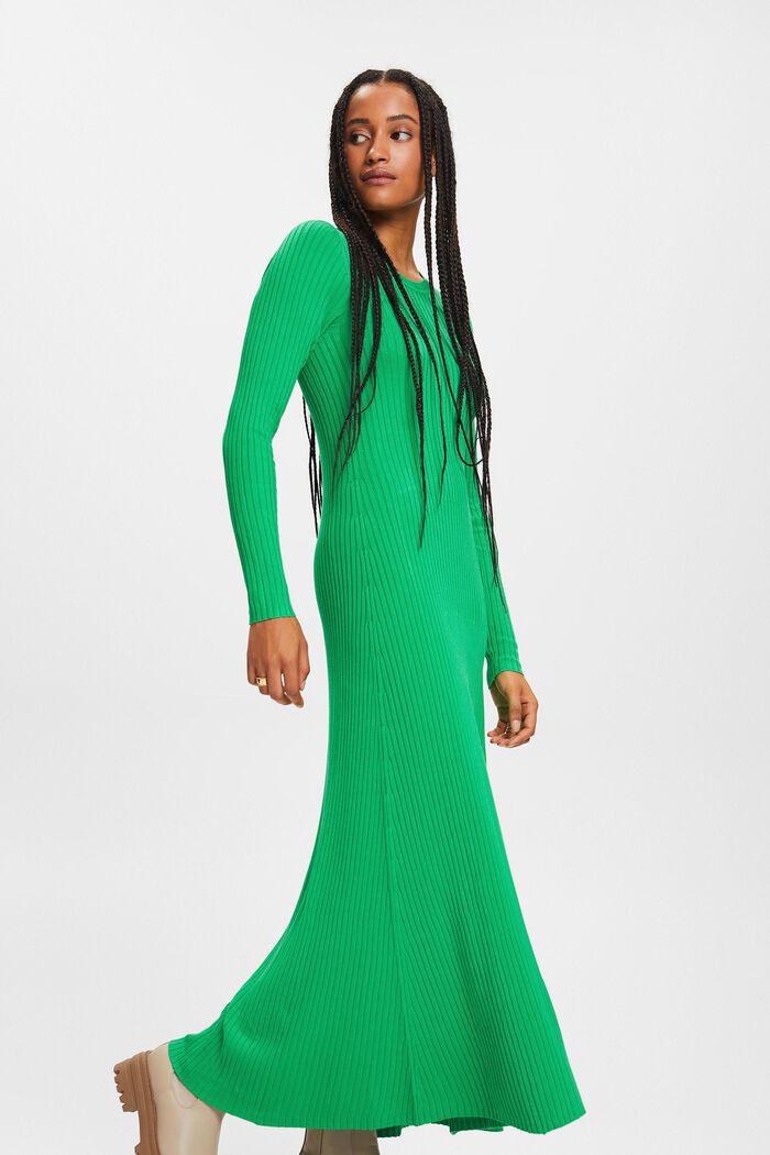 Abito maxi in maglia a coste, GREEN, detail image number 2