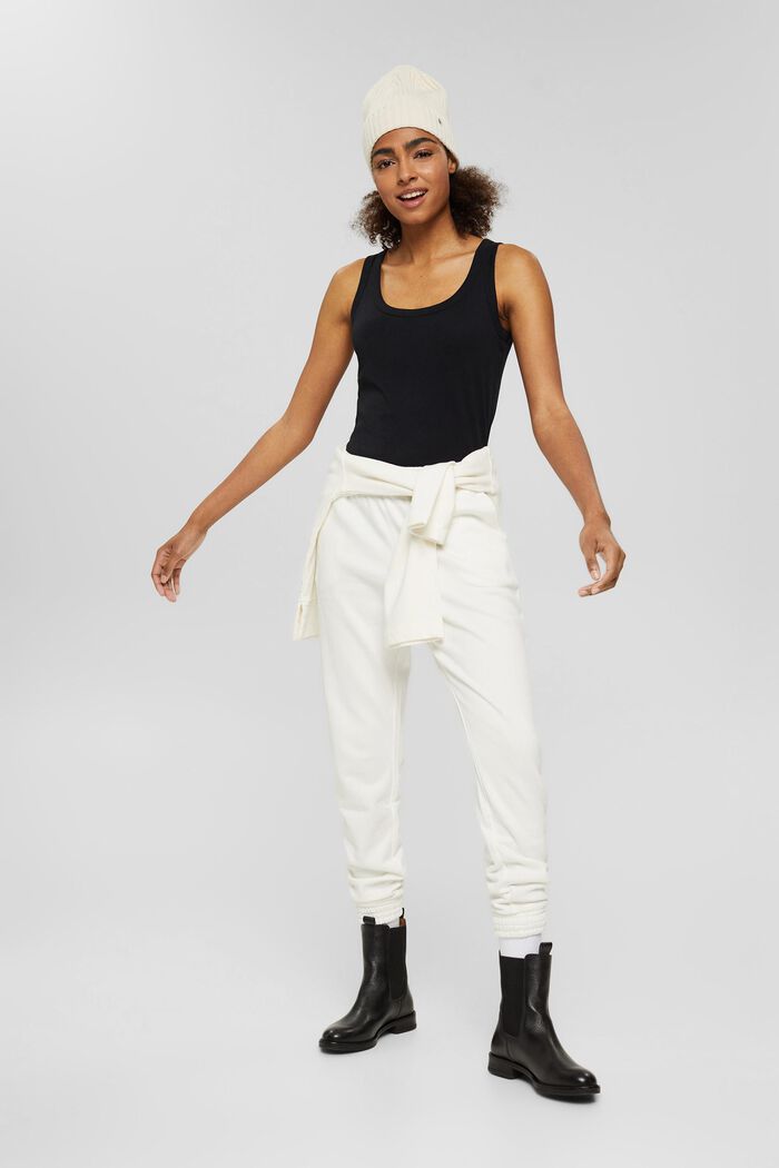 Pantaloni jogger in 100% cotone, OFF WHITE, detail image number 1