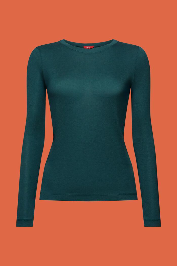 Top a maniche lunghe in jersey, EMERALD GREEN, detail image number 6