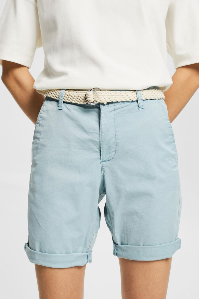 Pantaloncini con cintura in tessuto, GREY BLUE, detail image number 0