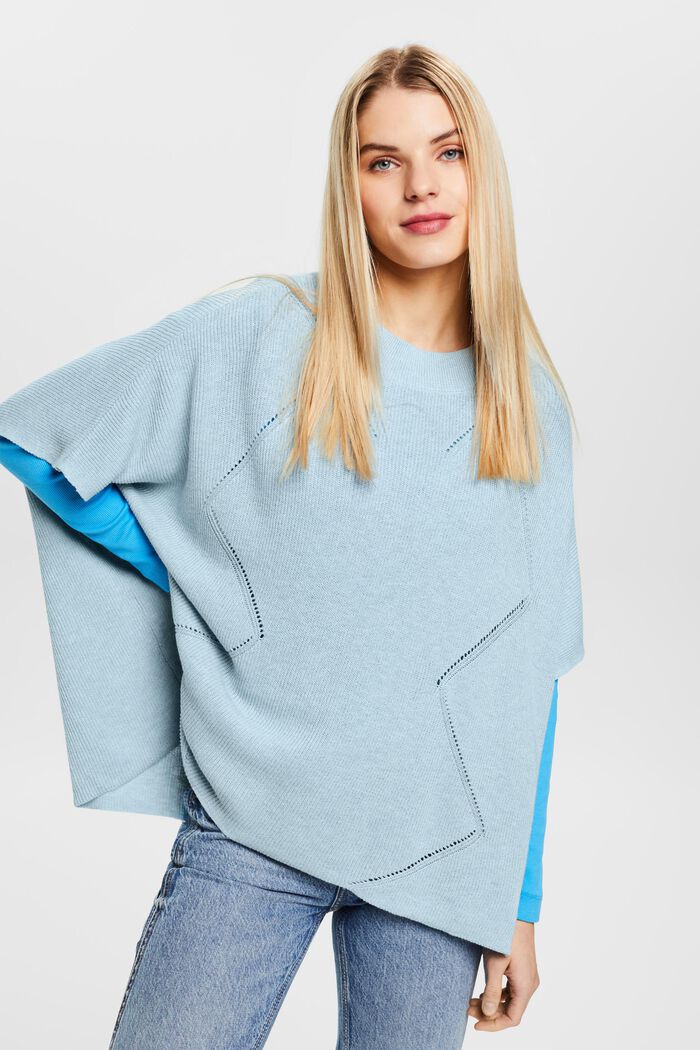 Poncho in maglia a coste, LIGHT BLUE, detail image number 4