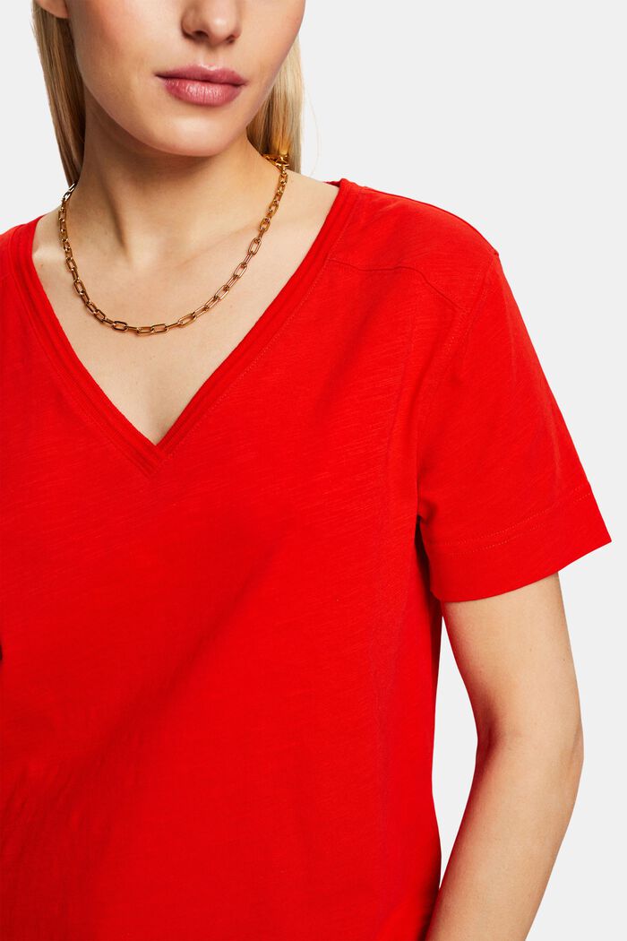 T-shirt in jersey con scollo a V, RED, detail image number 2