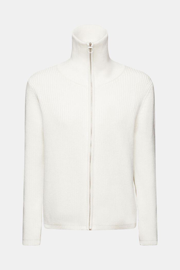 Cardigan stile bomber in cotone, OFF WHITE, detail image number 6