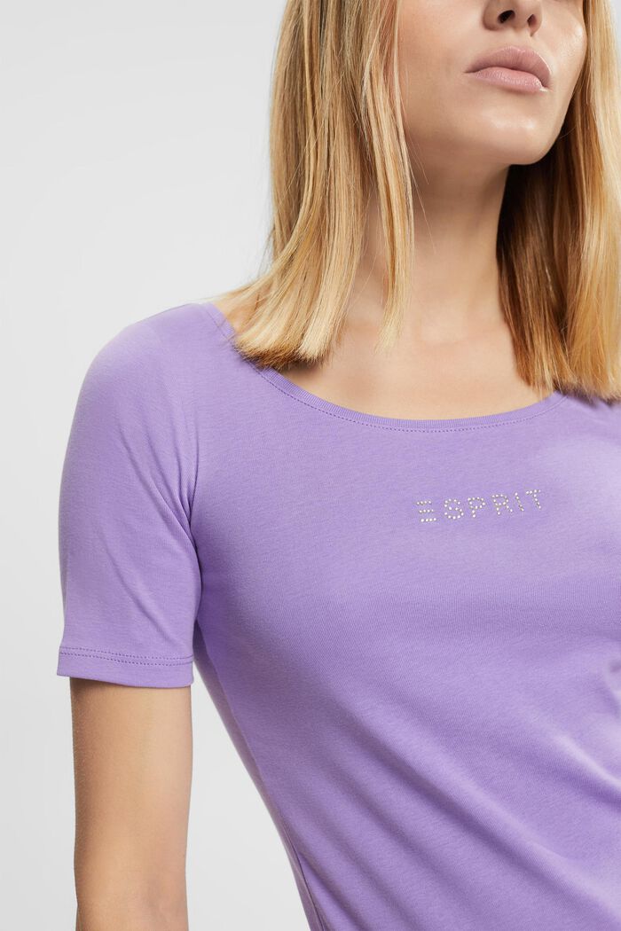T-shirt con logo in strass, LILAC, detail image number 0