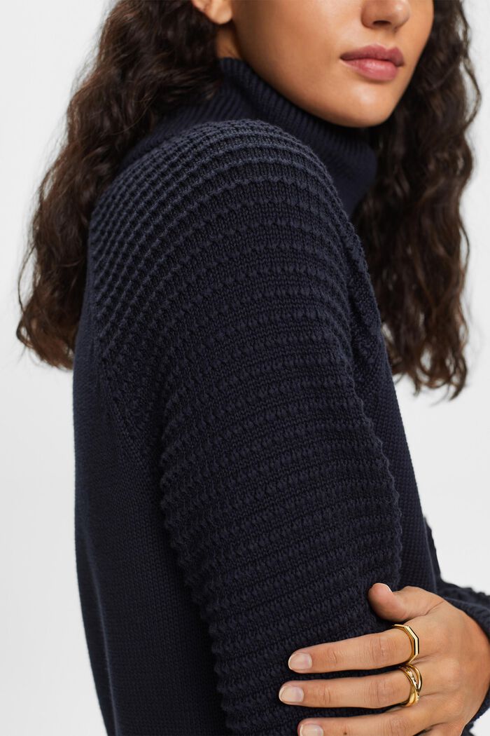 Pullover dolcevita in cotone, NAVY, detail image number 1