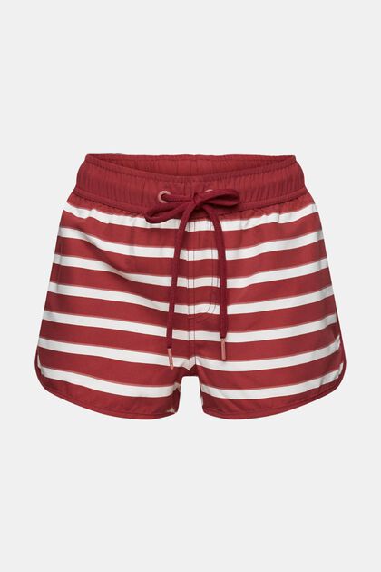 Shorts da spiaggia a righe, DARK RED, overview