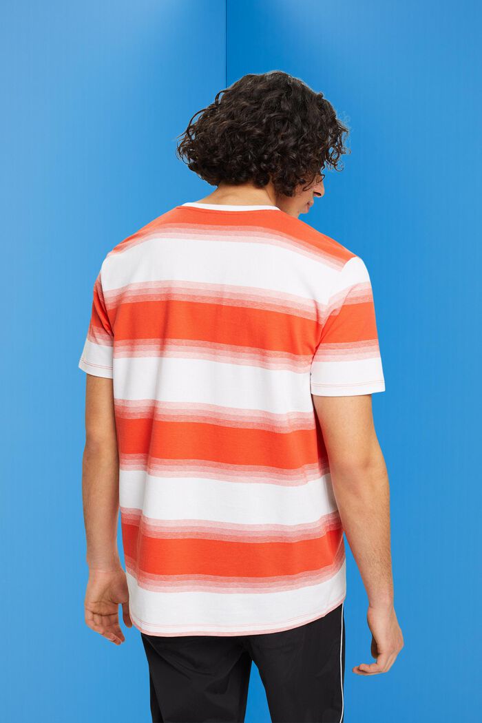 T-shirt a righe in piqué di cotone, ORANGE RED, detail image number 3
