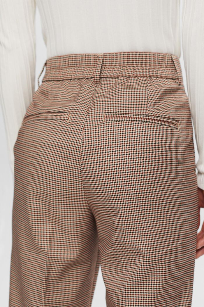Pantaloni pied-de-poule a gamba larga e con vita alta, SAND, detail image number 4