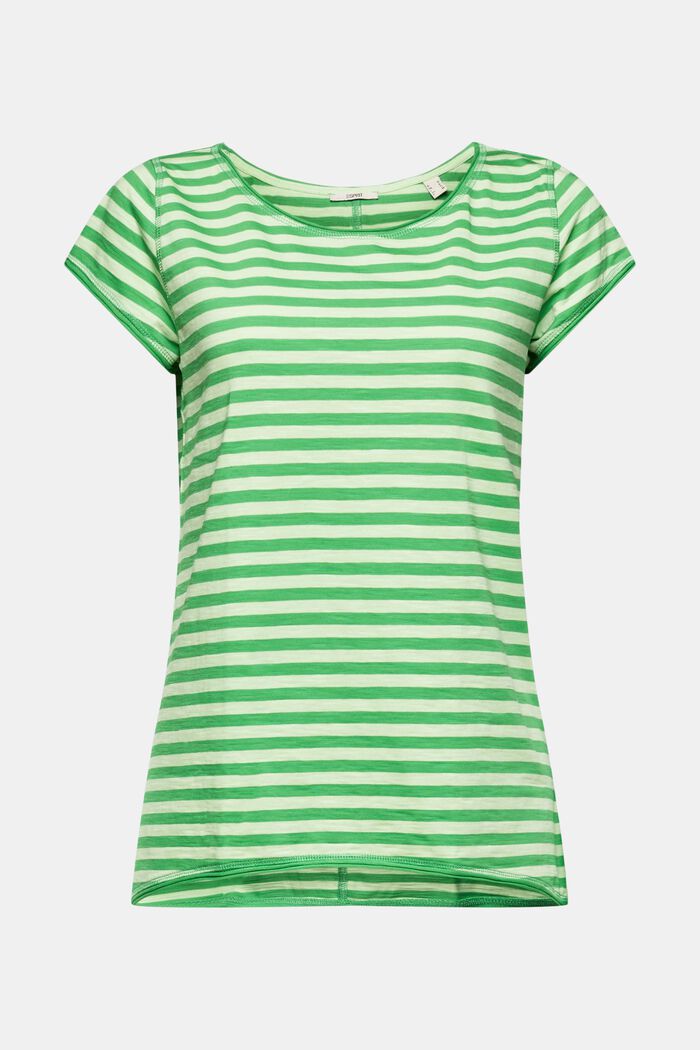 T-shirt a righe con bordo arrotolato, GREEN, detail image number 6