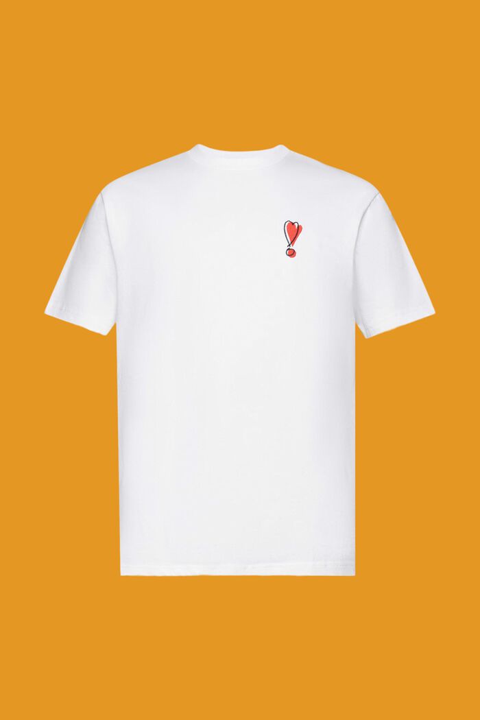 T-shirt in cotone sostenibile con motivo a cuore, WHITE, detail image number 6