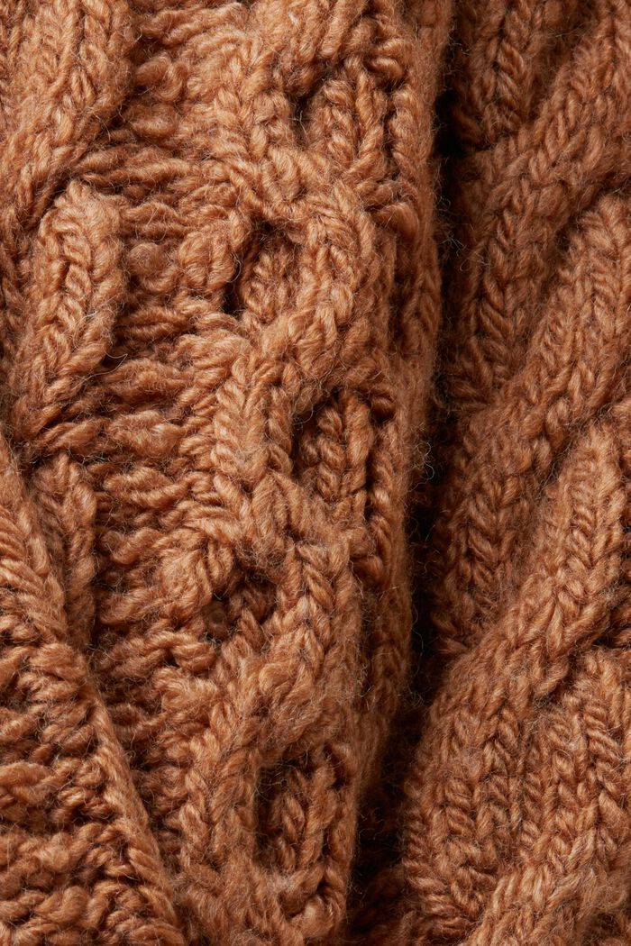 Pullover in misto lana in maglia intrecciata, CARAMEL, detail image number 5