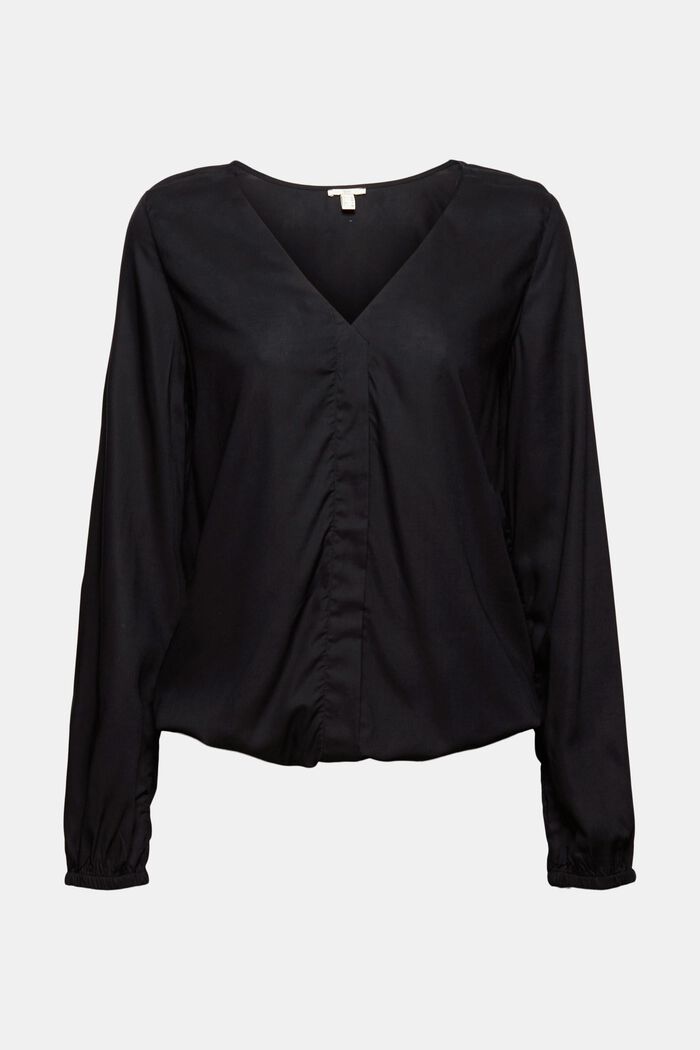 Blusa con scollo a V in LENZING™ ECOVERO™, BLACK, detail image number 0