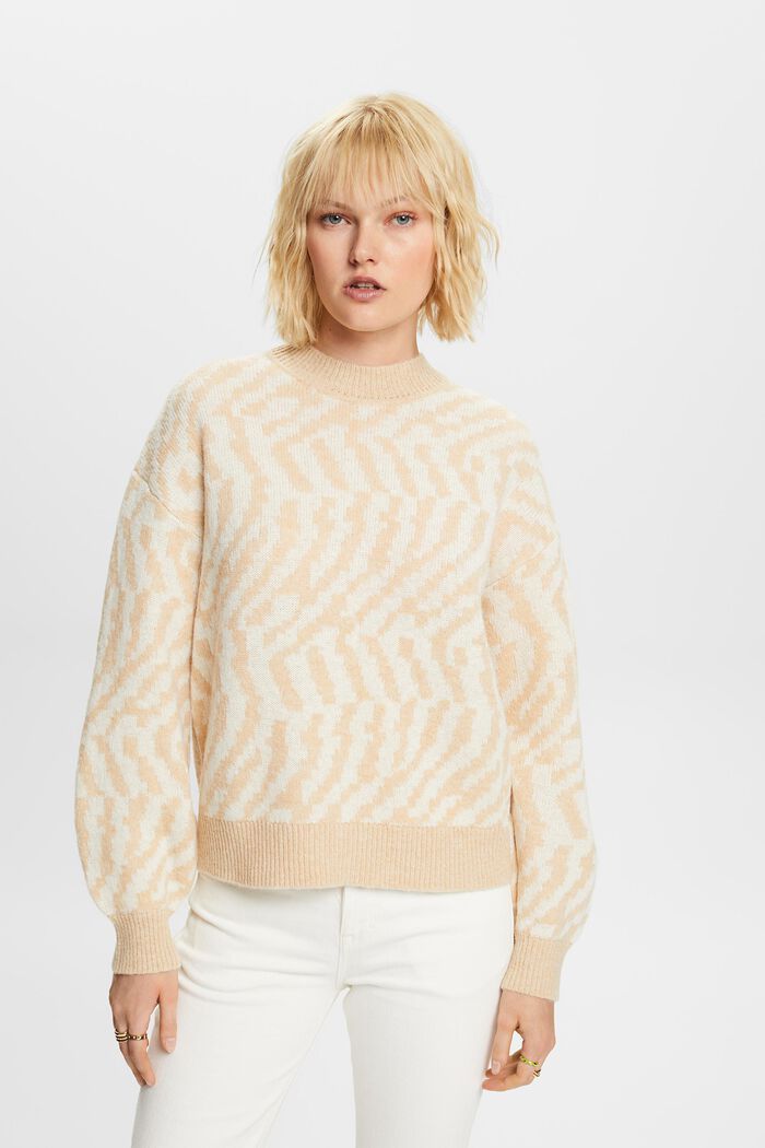 Pullover jacquard astratto, DUSTY NUDE, detail image number 0