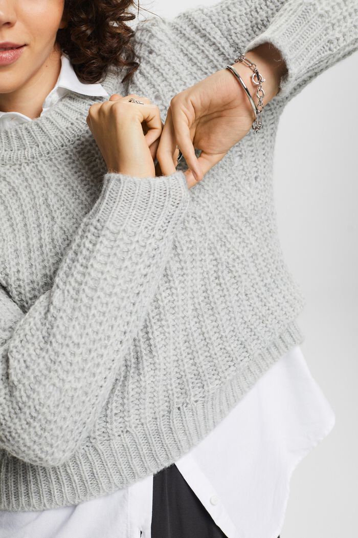 Pullover in maglia a coste, LIGHT GREY, detail image number 2