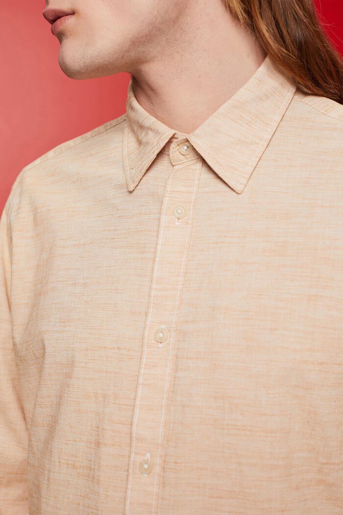 Camicia a righe in cotone sostenibile, CARAMEL, detail image number 2