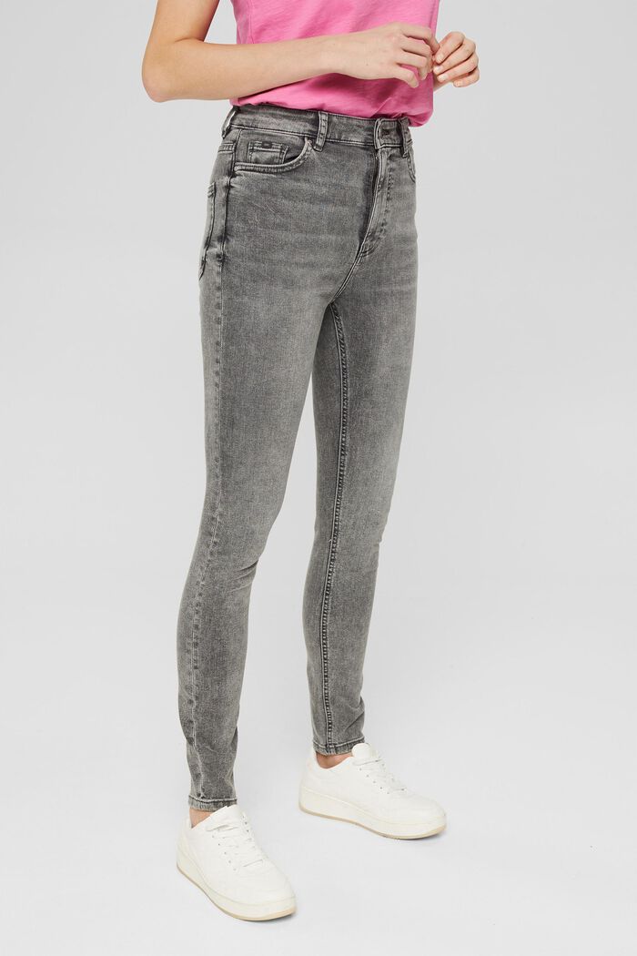 Jeans stretch con effetto slavato, GREY MEDIUM WASHED, detail image number 0
