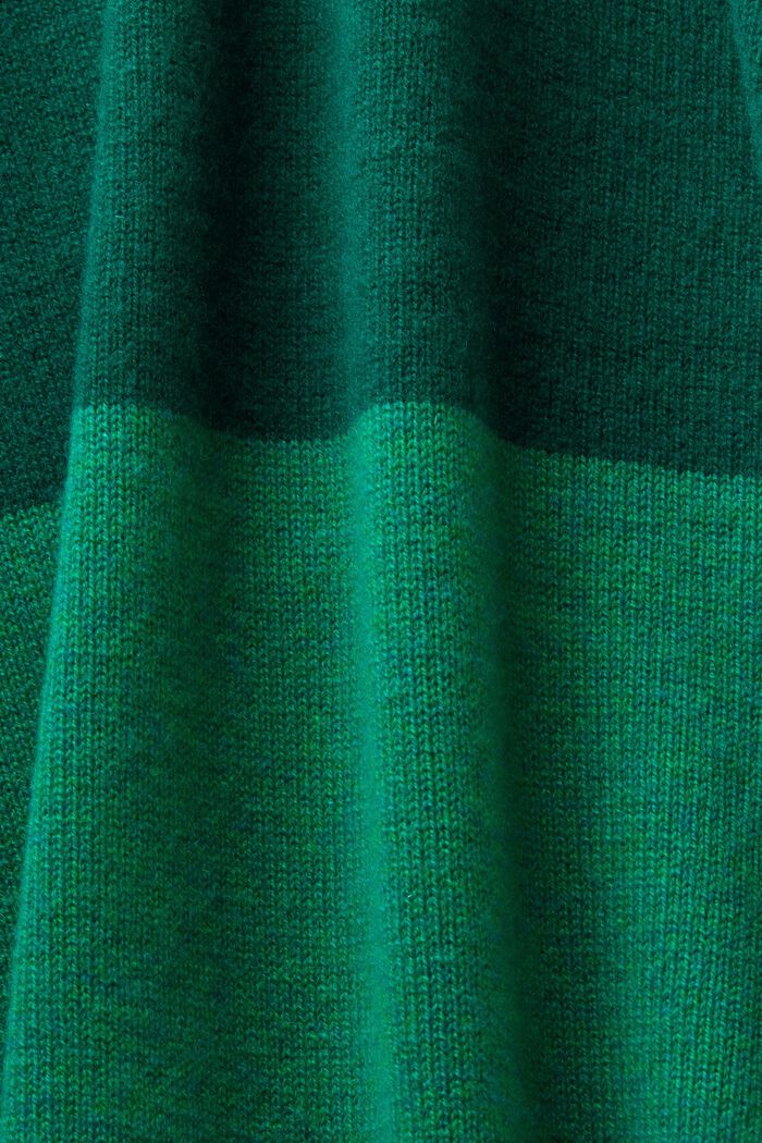 Cardigan in cachemire a righe con collo a V, EMERALD GREEN, detail image number 6