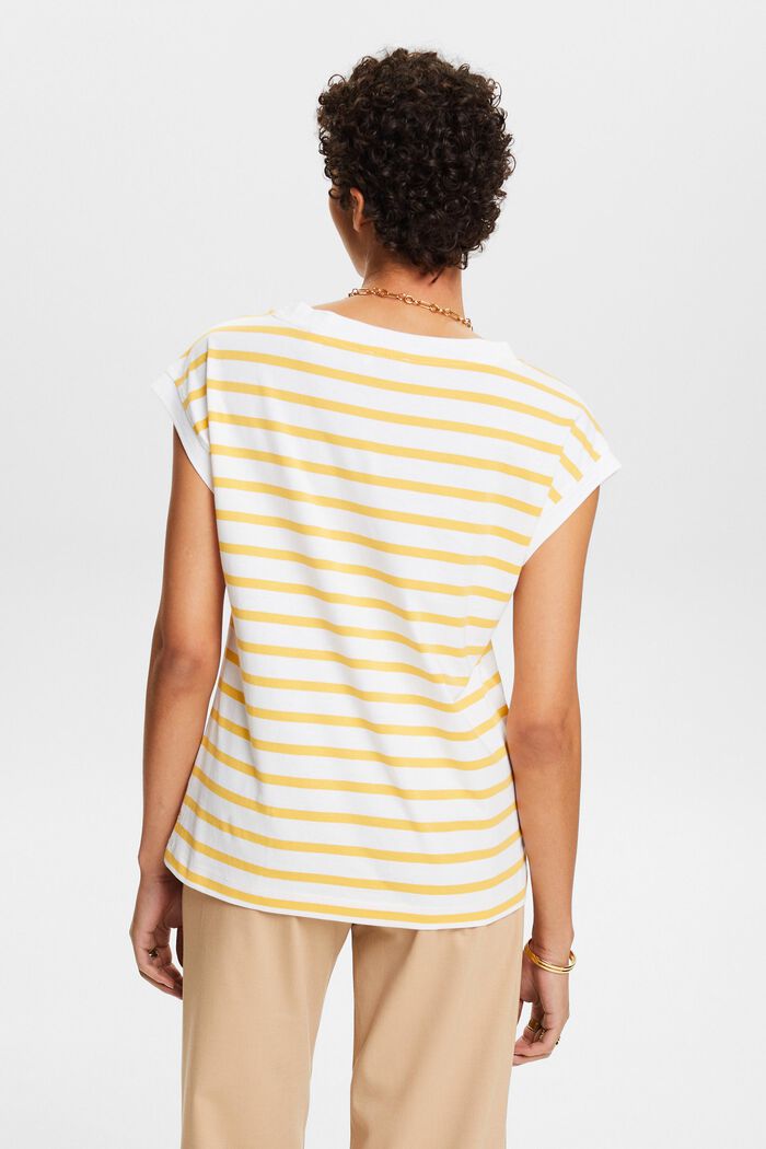 T-shirt a righe con scollo a V, SUNFLOWER YELLOW, detail image number 2