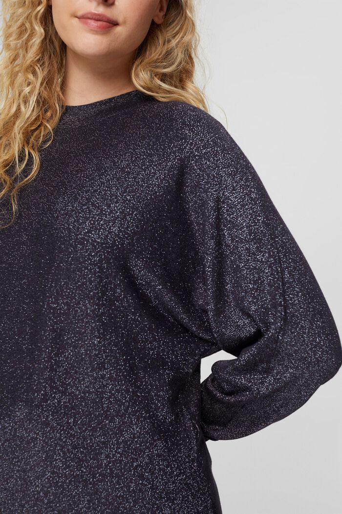 Pullover stile a pipistrello con glitter, LENZING™ ECOVERO™, NAVY, detail image number 2
