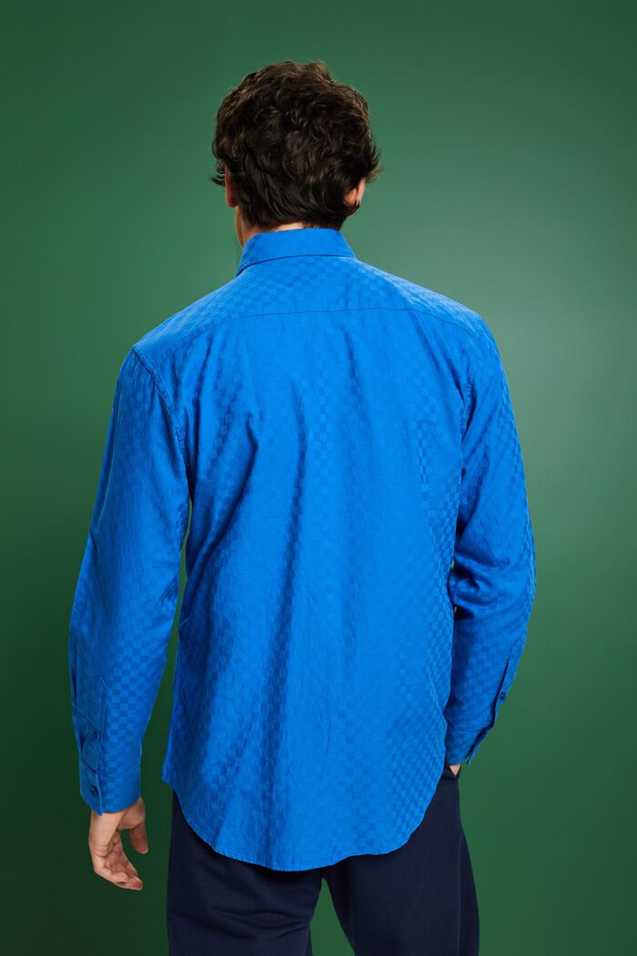 Camicia in cotone jacquard, BRIGHT BLUE, detail image number 3