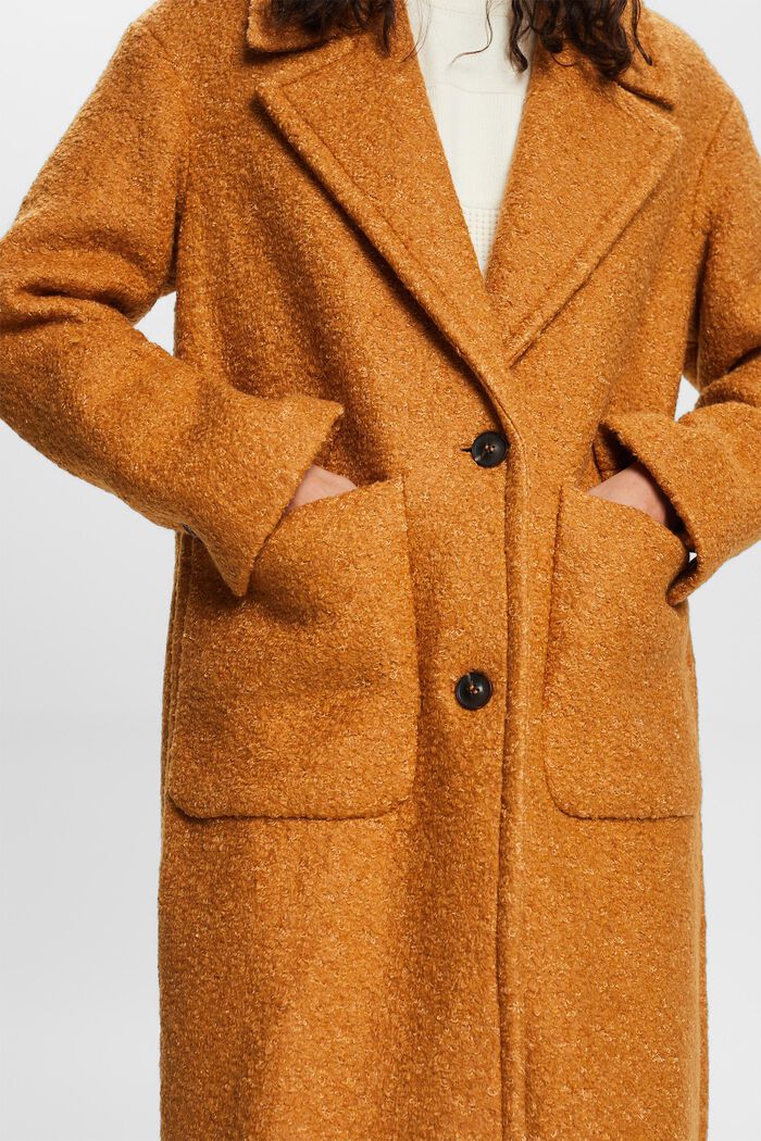 Cappotto in misto lana bouclé, CARAMEL, detail image number 1