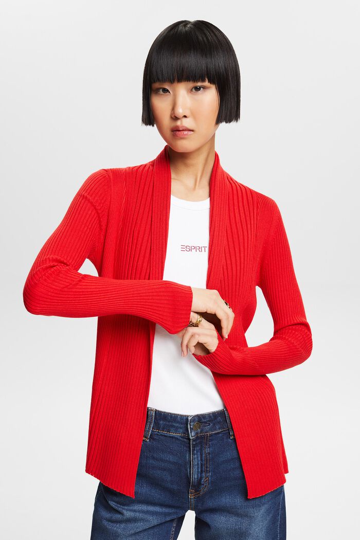Cardigan in maglia a coste, RED, detail image number 0