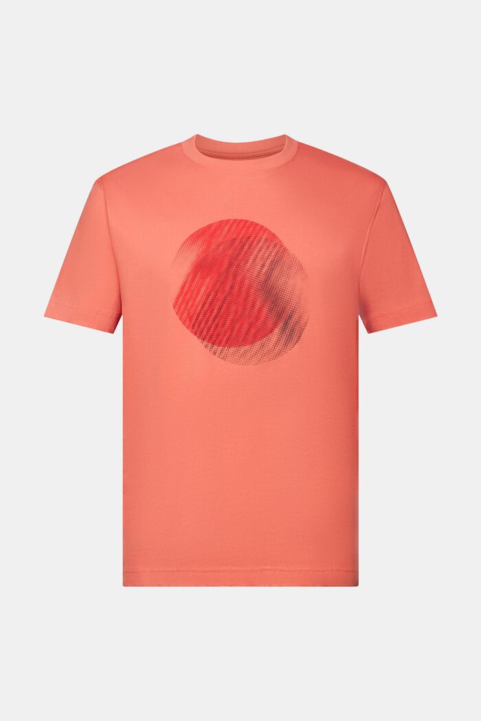 T-shirt con stampa frontale, 100% cotone, CORAL RED, detail image number 6