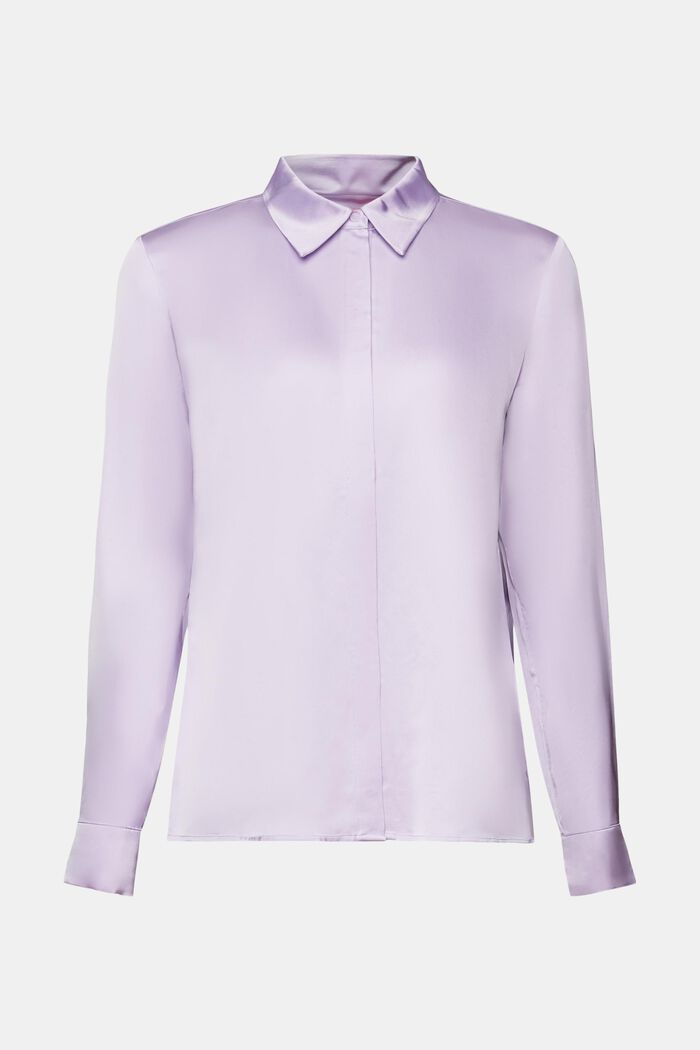 Blusa in raso a maniche lunghe, LAVENDER, detail image number 6