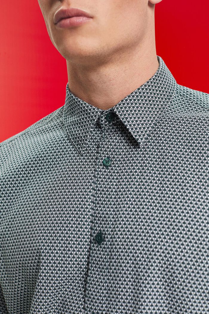 Camicia slim fit con motivo allover, DARK TEAL GREEN, detail image number 2