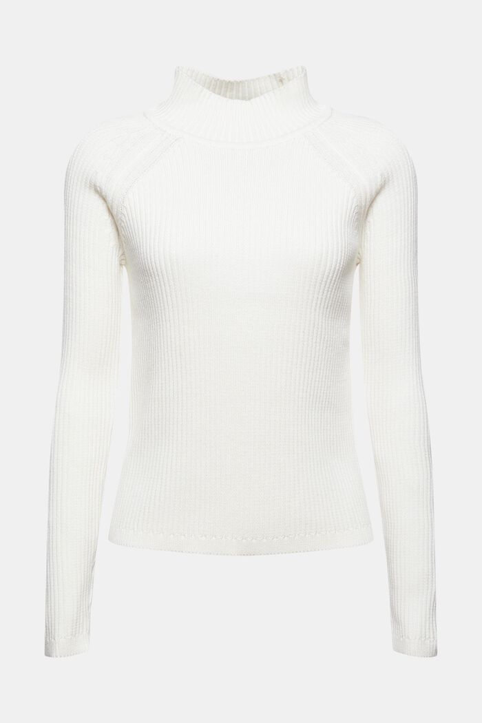 Pullover a coste in 100% cotone biologico, OFF WHITE, detail image number 6