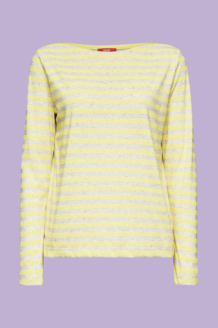 Maglia a maniche lunghe in jersey a righe, PASTEL YELLOW, detail image number 5