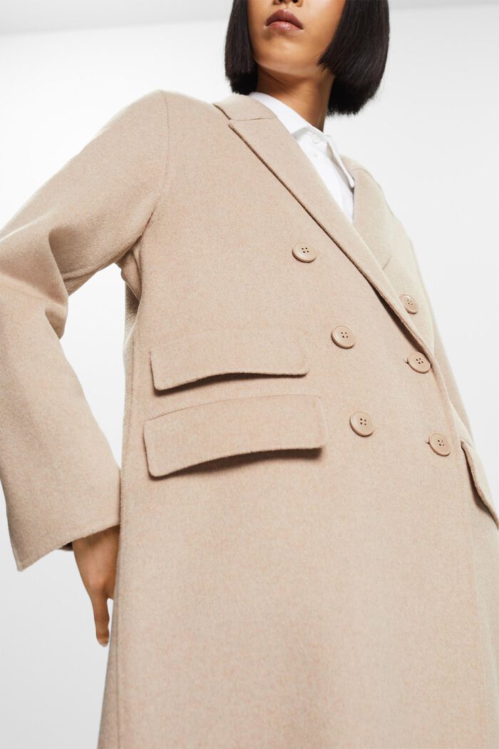 In materiale riciclato: Cappotto con lana, LIGHT TAUPE, detail image number 3