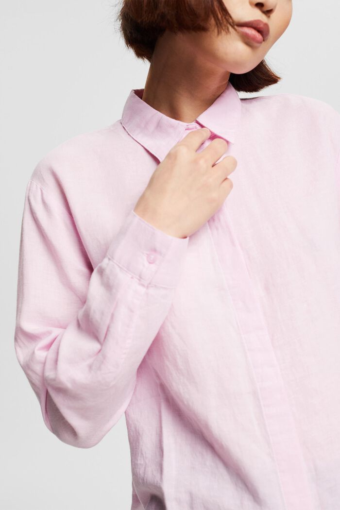 Blusa oversize in misto lino, PINK, detail image number 0