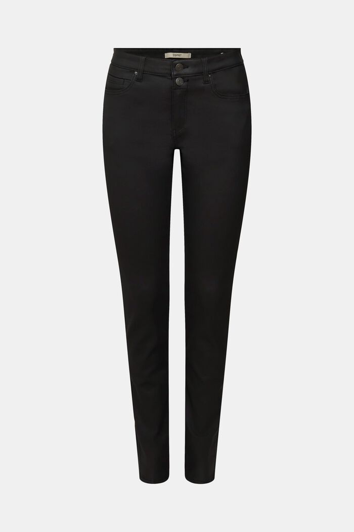 Pantaloni elasticizzati rivestiti con doppio bottone, BLACK, detail image number 6