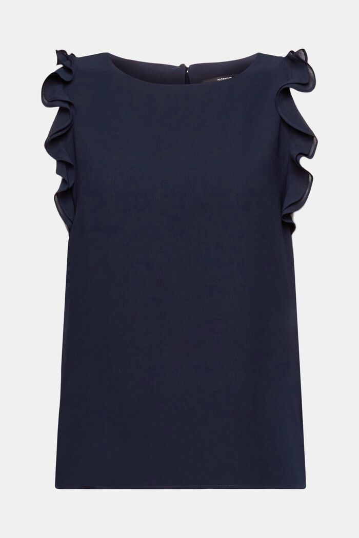 Maglia in chiffon con ruches, NAVY, detail image number 6
