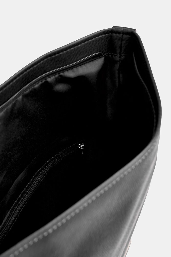 Borsa con risvolto in similpelle, BLACK, detail image number 3