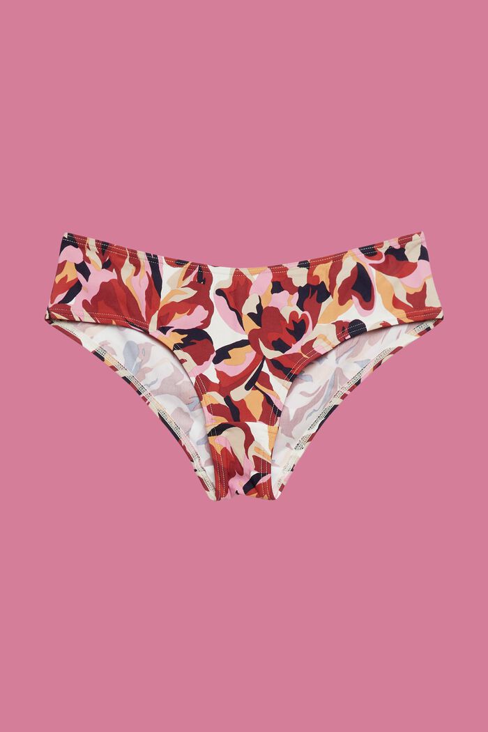 Slip da bikini a vita bassa con stampa floreale, DARK RED, detail image number 4