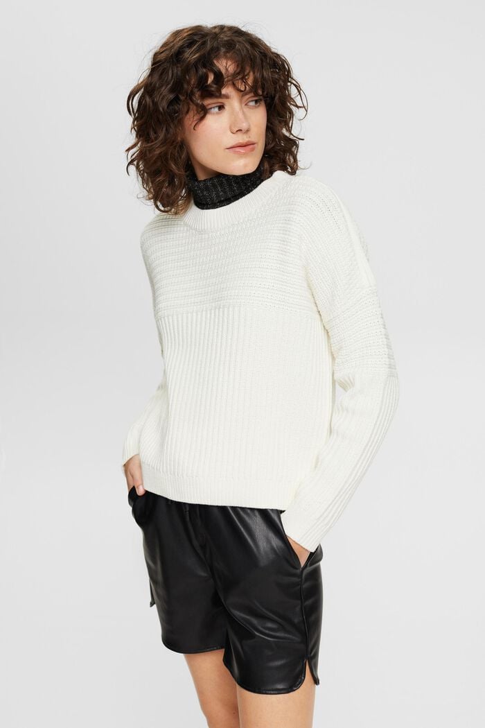 Pullover in maglia chunky, OFF WHITE, detail image number 0