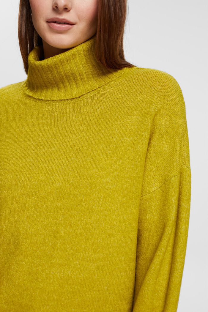 Pullover in maglia a dolcevita, LEAF GREEN, detail image number 0