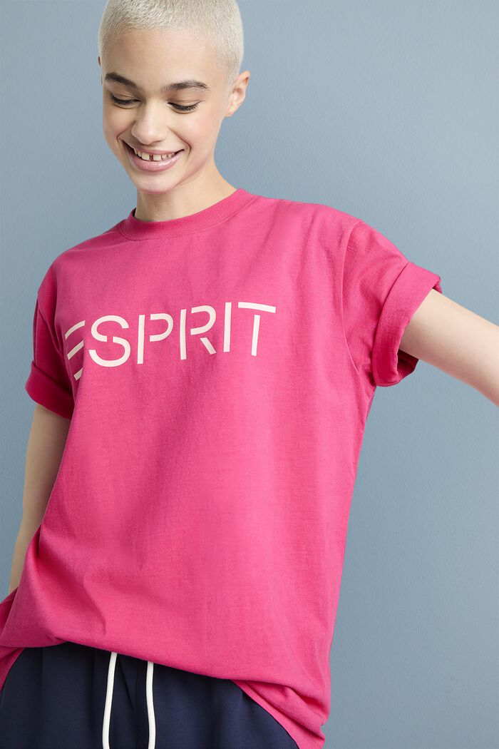T-shirt unisex in jersey di cotone con logo, PINK FUCHSIA, detail image number 2