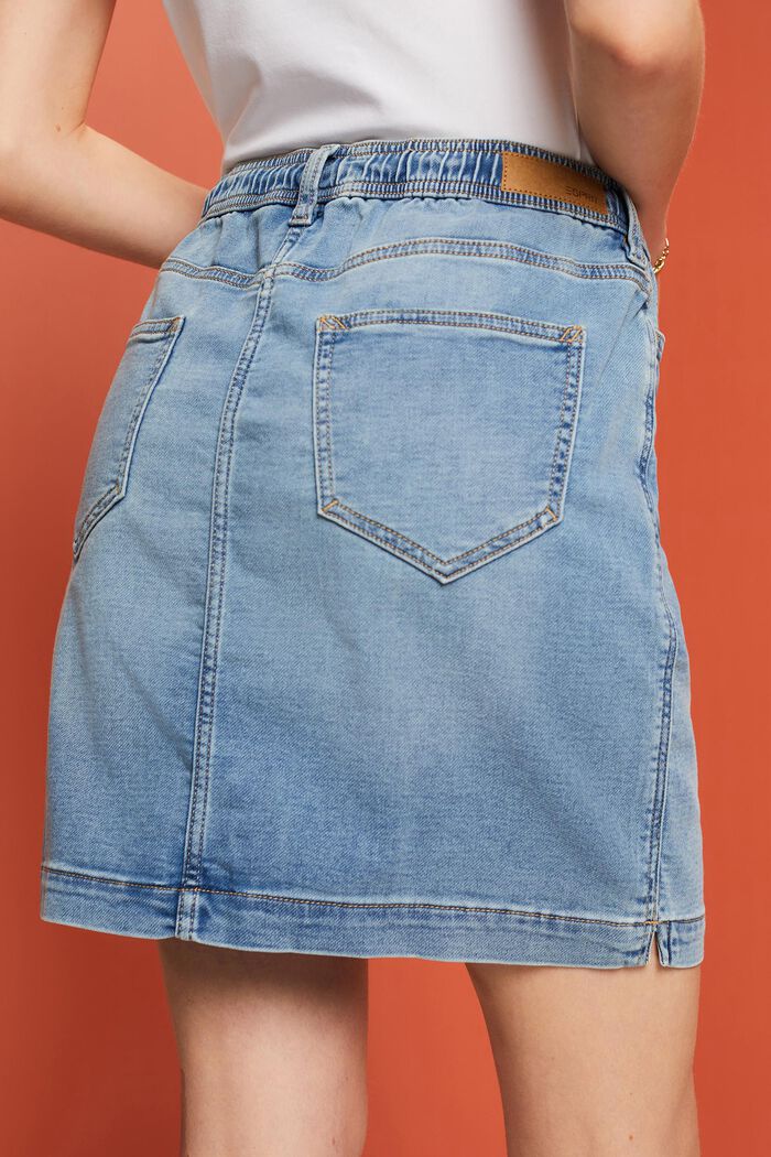 Minigonna in jeans stile jogger, BLUE LIGHT WASHED, detail image number 4