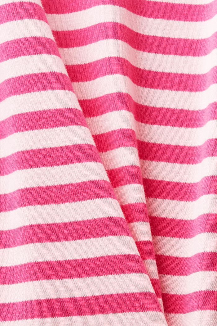 T-shirt in cotone a righe con stampa del logo, PINK FUCHSIA, detail image number 5