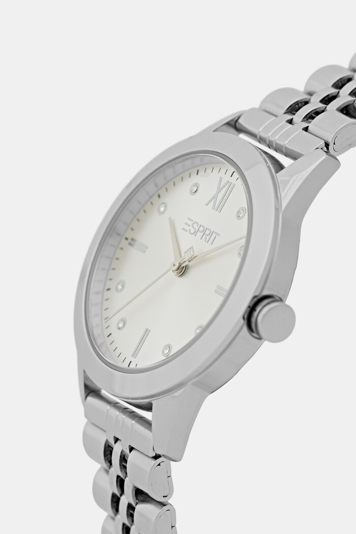 Set di orologio in acciaio inossidabile e bracciale rigido, SILVER, detail image number 1