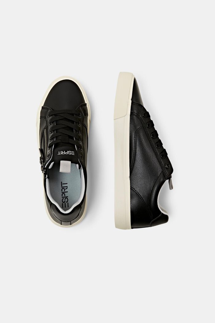 Sneakers stringate vegane con zip, BLACK, detail image number 5