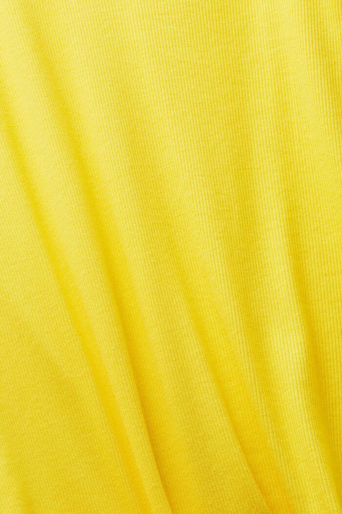 T-shirt a coste con scollo a V, YELLOW, detail image number 5