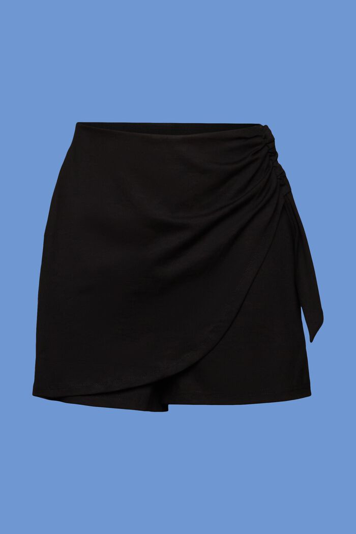 Shorts in jersey dal look incrociato, BLACK, detail image number 6