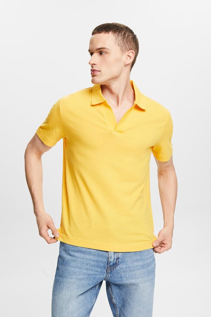 Polo in lino e cotone, SUNFLOWER YELLOW, detail image number 4
